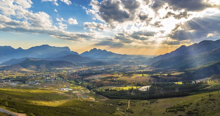 Panoramic views of the Cape Winelands in Franschhoek